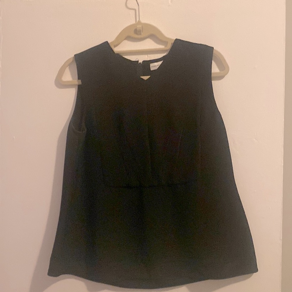 Scanlon Theodore black structured top with suit piping on the front